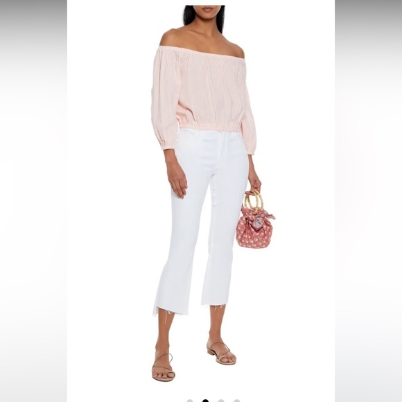 Melissa Odabash // Dannah off-the-shoulder striped cotton-seersucker top - Picture 1 of 6